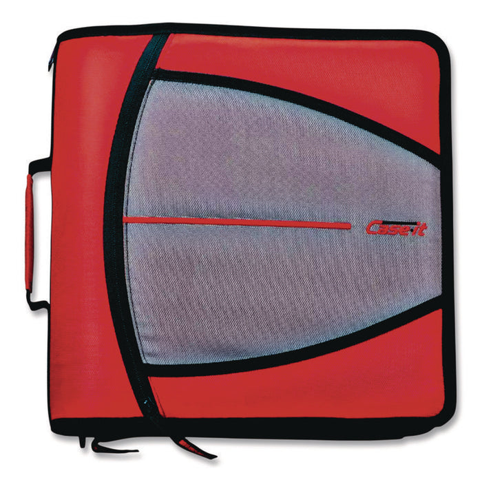 Mighty Zip Tab Binder, 3 Rings, 3" Capacity, 11 x 8.5, Red