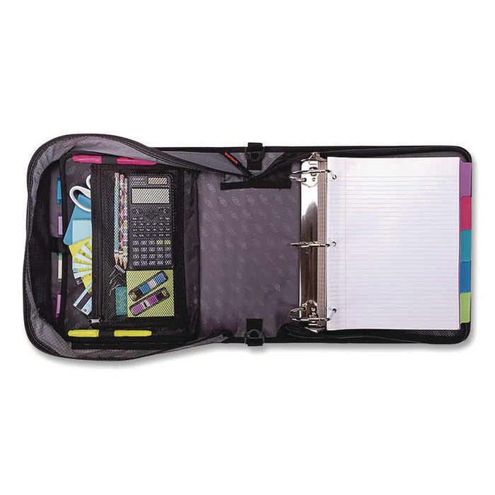 King Size Mighty Zip Tab Binder, 3 Rings, 4" Capacity, 11 x 8.5, Black