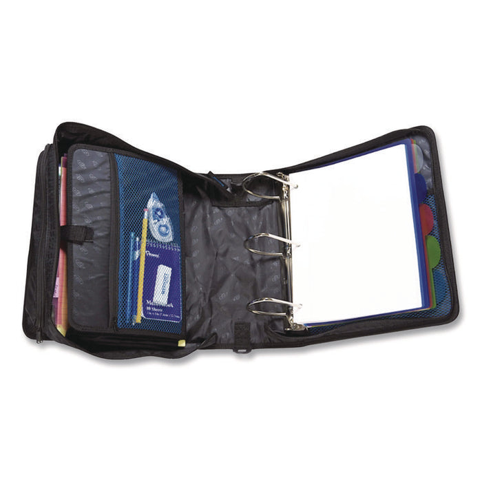 King Size Mighty Zip Tab Binder, 3 Rings, 4" Capacity, 11 x 8.5, Black