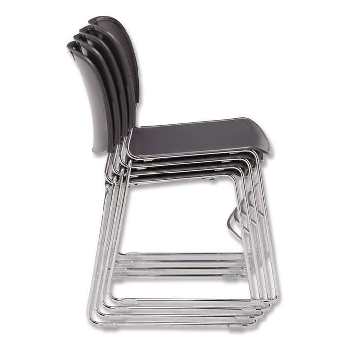 8500 Series Ultra-Compact Plastic Stack Chair, Supports Up to 500 lbs, 17" Seat Height, Gray Seat/Back, Chrome Base, 4/Carton