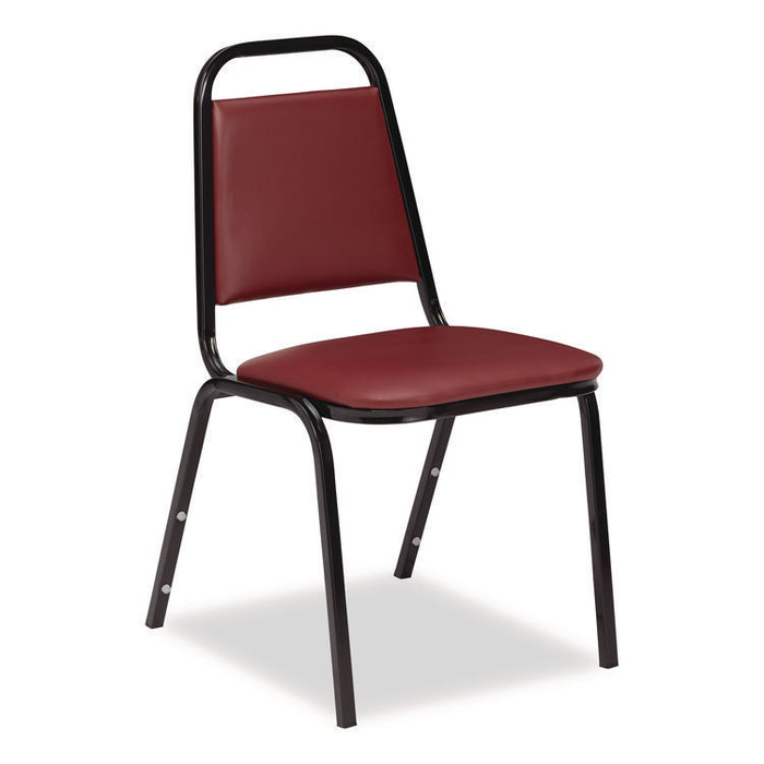 9100 Series Vinyl Upholstered Stack Chair, Supports Up to 300 lbs, 18" Seat Height, Burgundy Seat/Back, Black Base, 4/Carton