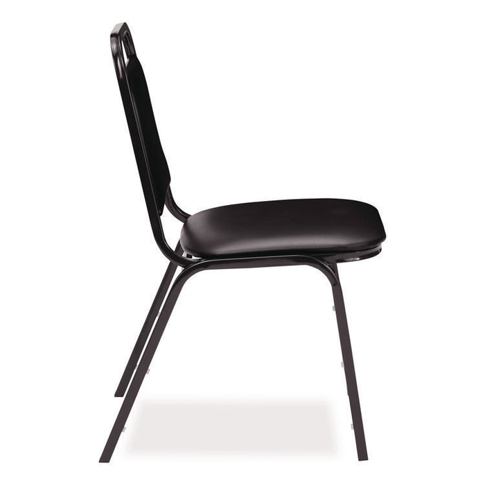 9100 Series Vinyl Upholstered Stack Chair, Supports Up to 300 lbs, 18" Seat Height, Black Seat/Back/Base, 4/Carton