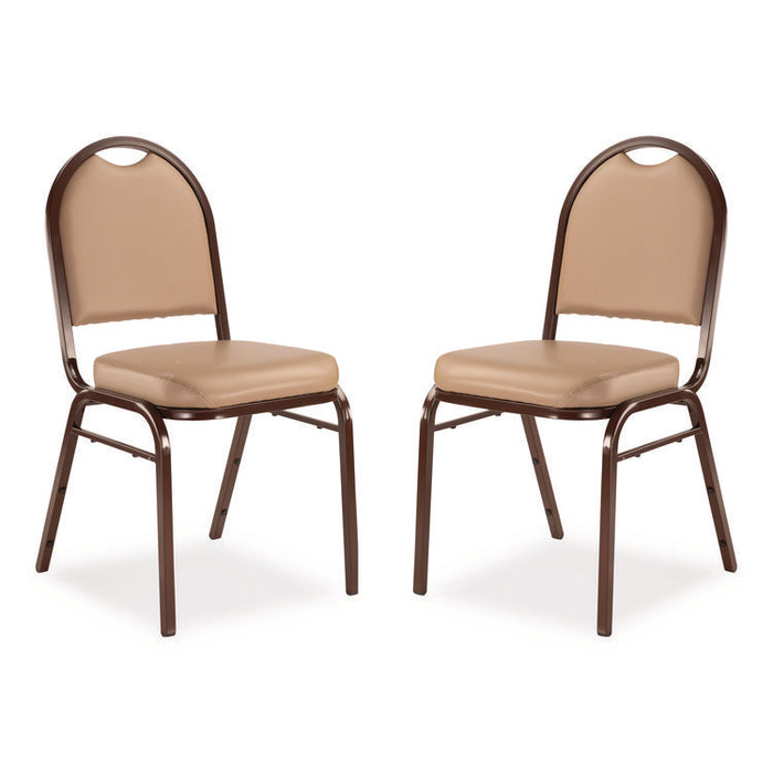 9200 Series Premium Upholstered Stack Chair, Vinyl, Supports 500 lb, 19" Seat Ht, French Beige Seat/Back, Mocha Base, 2/Pack
