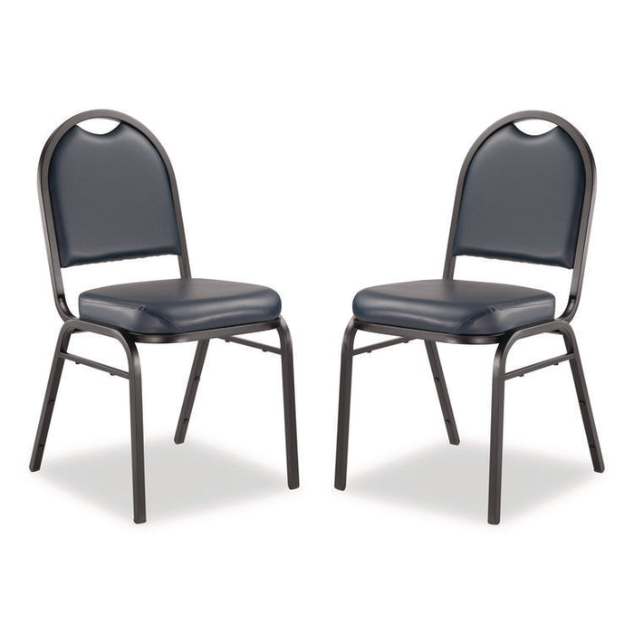 9200 Series Premium Upholstered Stack Chair, Vinyl, Supports 500 lb, 19" Seat Ht, Midnight Blue Seat/Back, Black Base,2/Pack