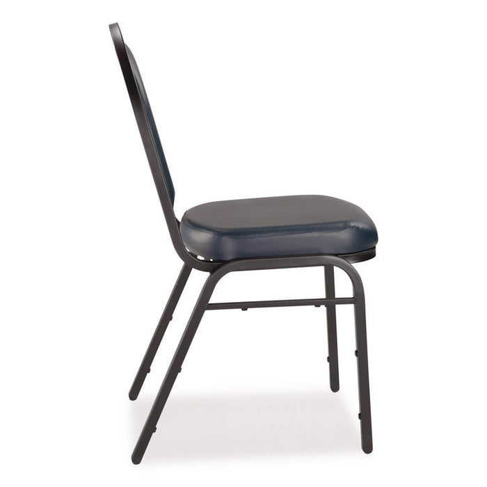 9200 Series Premium Upholstered Stack Chair, Vinyl, Supports 500 lb, 19" Seat Ht, Midnight Blue Seat/Back, Black Base,2/Pack