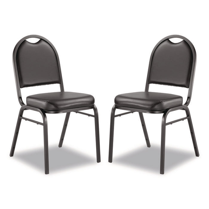 9200 Series Premium Upholstered Stack Chair, Vinyl, Supports Up to 500 lb, 19" Seat Height, Black Seat/Back, Black Base, 2/PK
