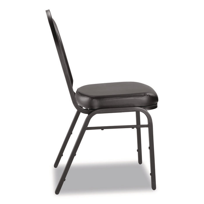 9200 Series Premium Upholstered Stack Chair, Vinyl, Supports Up to 500 lb, 19" Seat Height, Black Seat/Back, Black Base, 2/PK