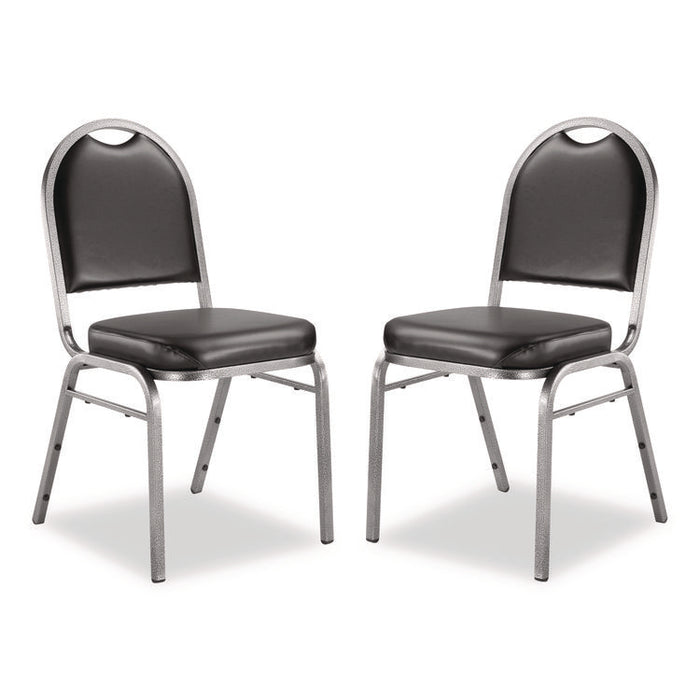 9200 Series Premium Upholstered Stack Chair, Vinyl, Supports Up to 500 lb,19" Seat Height, Black Seat/Back, Silver Base, 2/PK