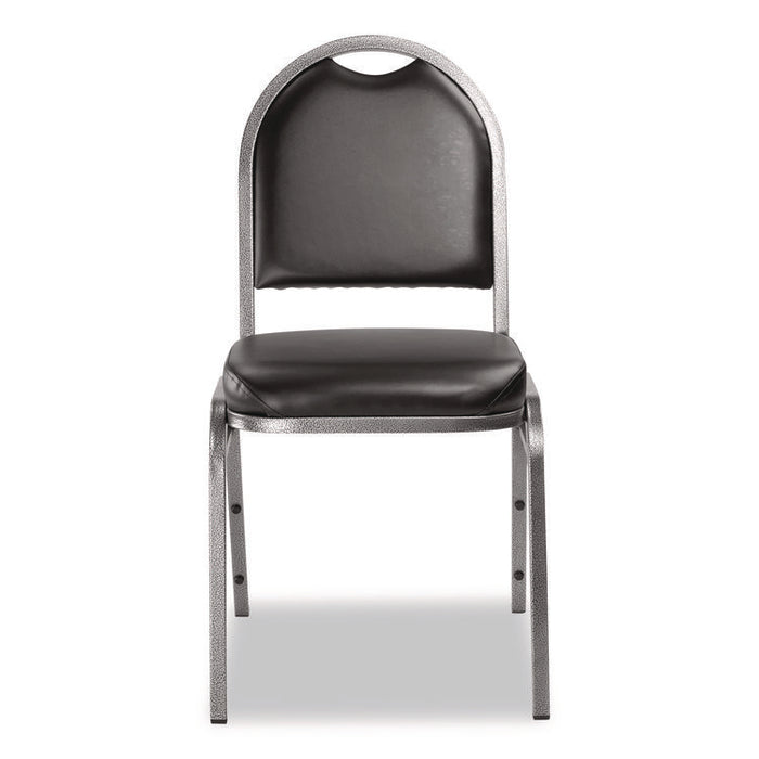 9200 Series Premium Upholstered Stack Chair, Vinyl, Supports Up to 500 lb,19" Seat Height, Black Seat/Back, Silver Base, 2/PK