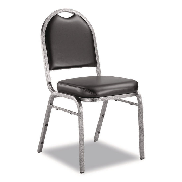 9200 Series Premium Upholstered Stack Chair, Vinyl, Supports Up to 500 lb,19" Seat Height, Black Seat/Back, Silver Base, 2/PK