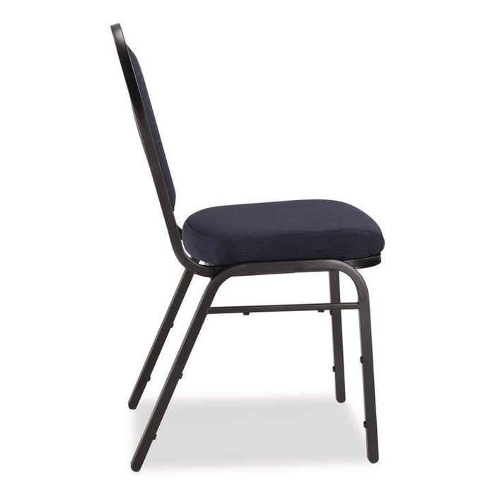 9200 Series Premium Upholstered Stack Chair, Fabric, Supports 500 lbs, 19" Seat Ht, Midnight Blue Seat/Back, Black Base, 2/Pk