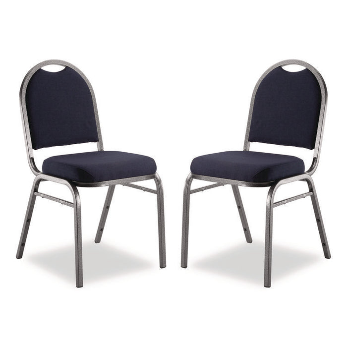 9200 Series Premium Upholstered Stack Chair, Fabric, Supports 500 lb, 19" Seat Ht, Midnight Blue Seat/Back, Silver Base, 2/PK