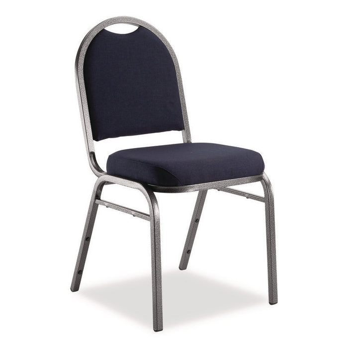 9200 Series Premium Upholstered Stack Chair, Fabric, Supports 500 lb, 19" Seat Ht, Midnight Blue Seat/Back, Silver Base, 2/PK
