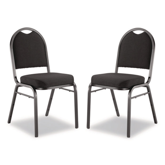 9200 Series Premium Upholstered Stack Chair, Fabric, Supports 500 lb,19" Seat Height, Ebony Black Seat/Back, Black Base, 2/PK