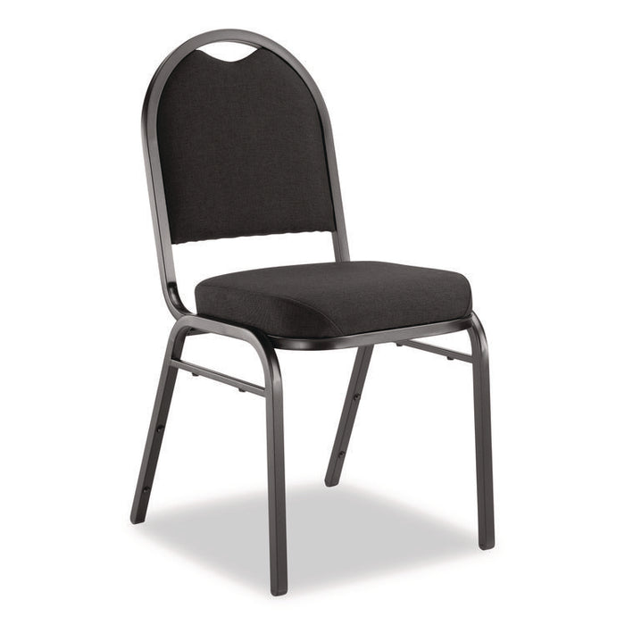 9200 Series Premium Upholstered Stack Chair, Fabric, Supports 500 lb,19" Seat Height, Ebony Black Seat/Back, Black Base, 2/PK