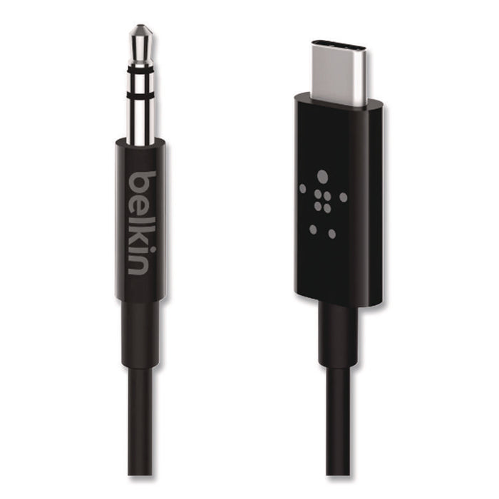 RockStar 3.5mm Audio Cable with USB-C Connector, 3 ft, Black