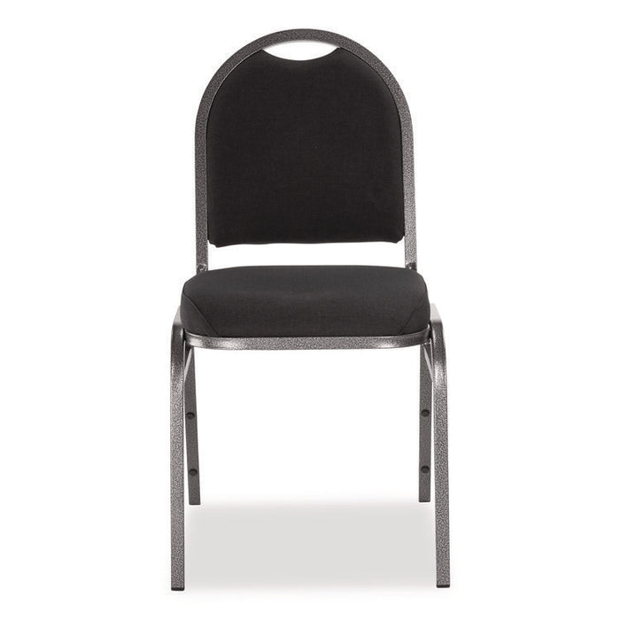 9200 Series Premium Upholstered Stack Chair, Fabric, Supports 500 lb, 19" Seat Ht, Ebony Black Seat/Back, Silver Base, 2/PK