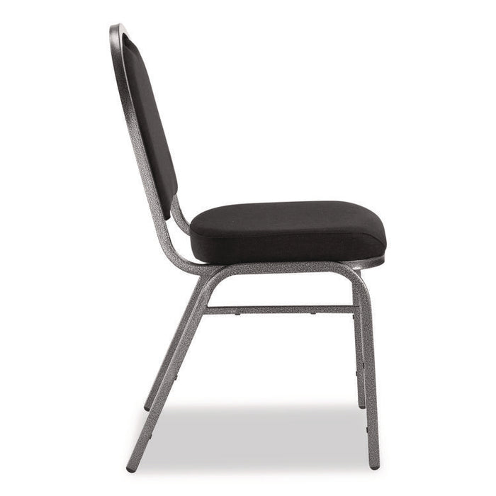 9200 Series Premium Upholstered Stack Chair, Fabric, Supports 500 lb, 19" Seat Ht, Ebony Black Seat/Back, Silver Base, 2/PK