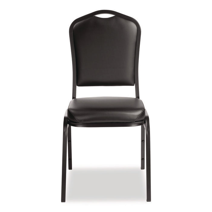 9300 Series Deluxe Upholstered Stack Chair, Vinyl, Supports Up to 500 lb, 19" Seat Height, Black Seat/Back/Base, 2/Pack