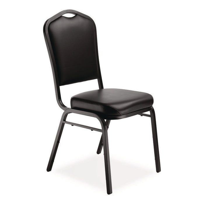 9300 Series Deluxe Upholstered Stack Chair, Vinyl, Supports Up to 500 lb, 19" Seat Height, Black Seat/Back/Base, 2/Pack