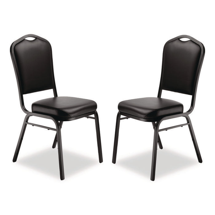 9300 Series Deluxe Upholstered Stack Chair, Vinyl, Supports Up to 500 lb, 19" Seat Height, Black Seat/Back/Base, 2/Pack