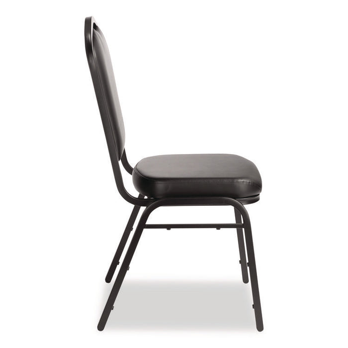 9300 Series Deluxe Upholstered Stack Chair, Vinyl, Supports Up to 500 lb, 19" Seat Height, Black Seat/Back/Base, 2/Pack