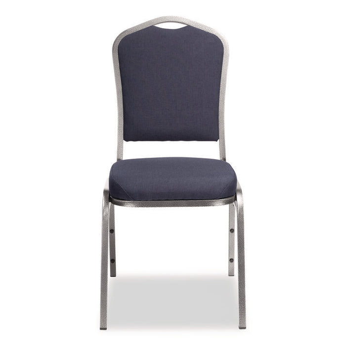 9300 Series Deluxe Upholstered Stack Chair, Fabric, Supports 500 lb, 19" Seat Ht, Midnight Blue Seat/Back, Silver Base, 2/PK