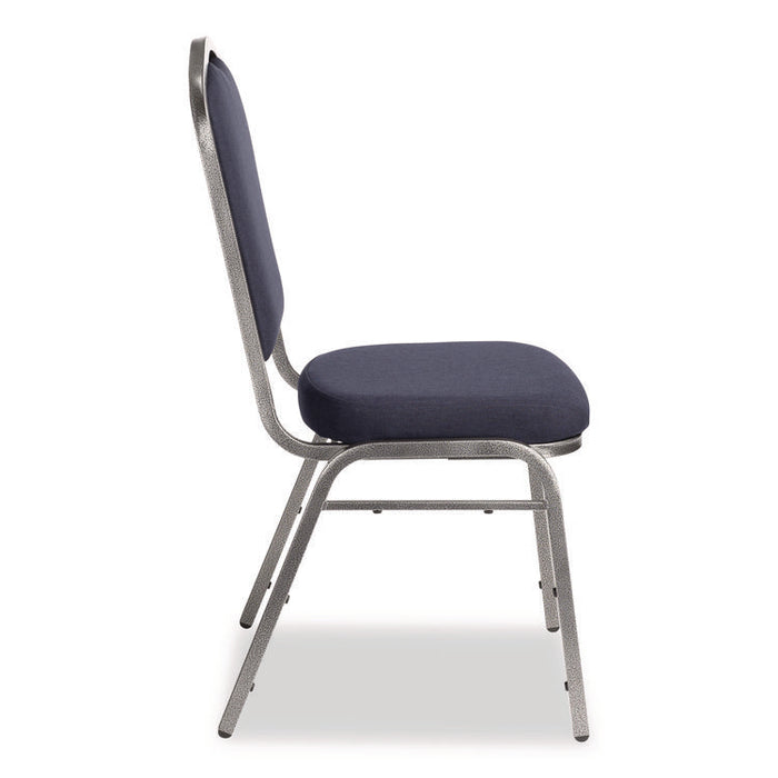 9300 Series Deluxe Upholstered Stack Chair, Fabric, Supports 500 lb, 19" Seat Ht, Midnight Blue Seat/Back, Silver Base, 2/PK