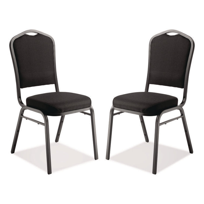9300 Series Deluxe Upholstered Stack Chair, Fabric, Supports 500 lb, 19" Seat Height, Ebony Black Seat/Back, Black Base, 2/PK