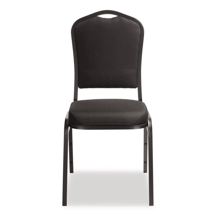 9300 Series Deluxe Upholstered Stack Chair, Fabric, Supports 500 lb, 19" Seat Height, Ebony Black Seat/Back, Black Base, 2/PK