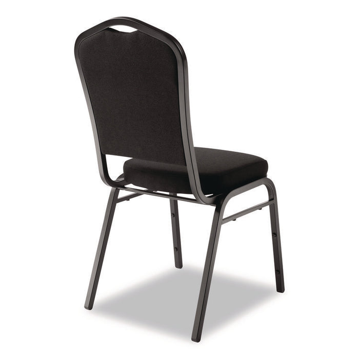 9300 Series Deluxe Upholstered Stack Chair, Fabric, Supports 500 lb, 19" Seat Height, Ebony Black Seat/Back, Black Base, 2/PK