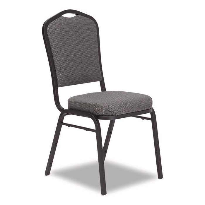 9300 Series Deluxe Upholstered Stack Chair, Fabric, Supports 500 lb,19" Seat Ht, Nat Graystone Seat/Back, Black Base, 2/PK