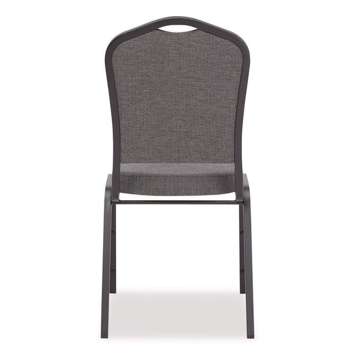 9300 Series Deluxe Upholstered Stack Chair, Fabric, Supports 500 lb,19" Seat Ht, Nat Graystone Seat/Back, Black Base, 2/PK