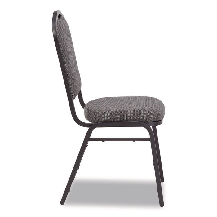 9300 Series Deluxe Upholstered Stack Chair, Fabric, Supports 500 lb,19" Seat Ht, Nat Graystone Seat/Back, Black Base, 2/PK