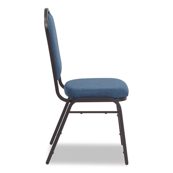 9300 Series Deluxe Upholstered Stack Chair, Fabric, Supports 500 lb, 19" Seat Ht, Natural Blue Seat/Back, Black Base, 2/Pack