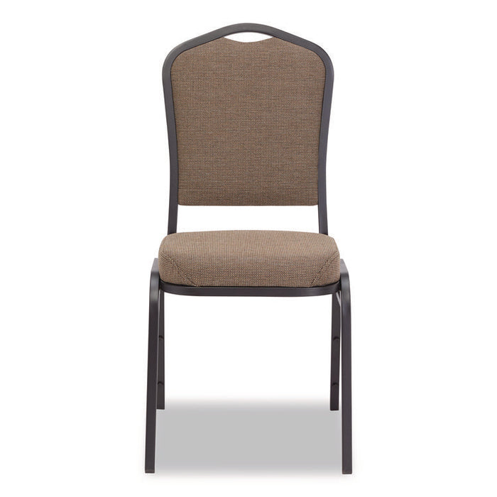 9300 Series Deluxe Upholstered Stack Chair, Fabric, Supports 500 lb, 19" Seat Ht, Natural Taupe Seat/Back, Black Base, 2/Pack