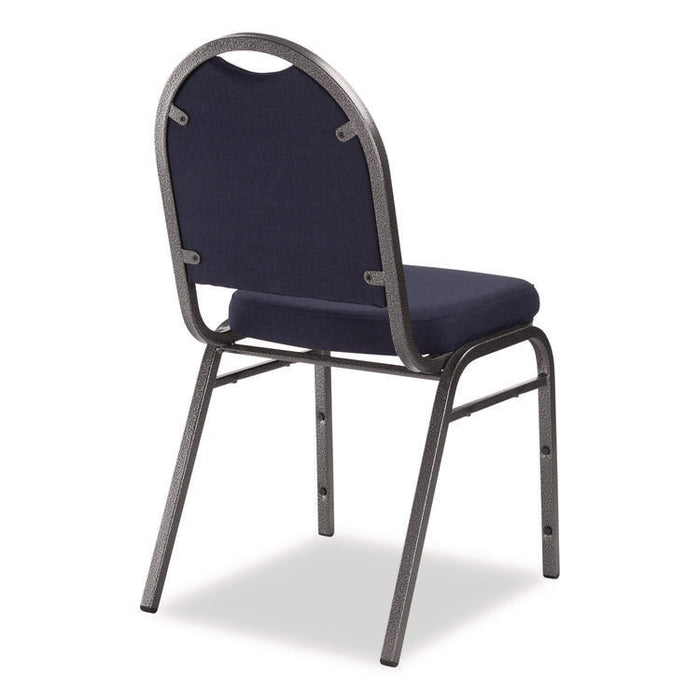 9200 Series Premium Upholstered Stack Chair, Fabric, Supports 500 lb, 19" Seat Ht, Midnight Blue Seat/Back, Silver Base, 2/PK