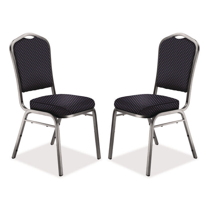 9300 Series Deluxe Upholstered Stack Chair, Fabric, Supports 500 lb, 19" Seat Ht, Diamond Navy Seat/Back, Silver Base, 2/Pack