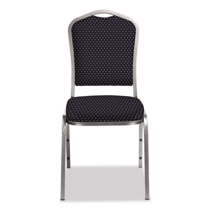 9300 Series Deluxe Upholstered Stack Chair, Fabric, Supports 500 lb, 19" Seat Ht, Diamond Navy Seat/Back, Silver Base, 2/Pack