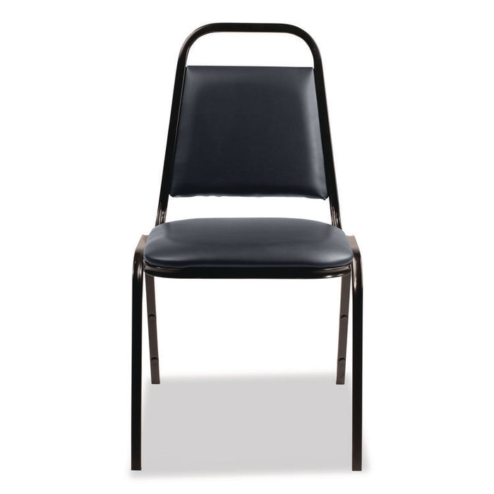 9100 Series Vinyl Upholstered Stack Chair, Supports 300 lbs, 18" Seat Height, Midnight Blue Seat/Back, Black Base, 4/Carton