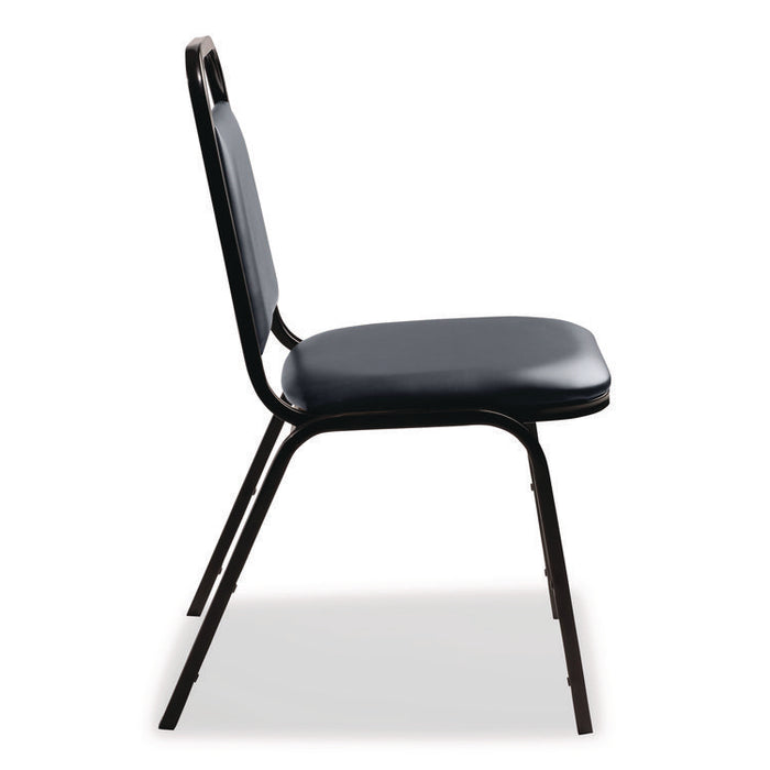 9100 Series Vinyl Upholstered Stack Chair, Supports 300 lbs, 18" Seat Height, Midnight Blue Seat/Back, Black Base, 4/Carton