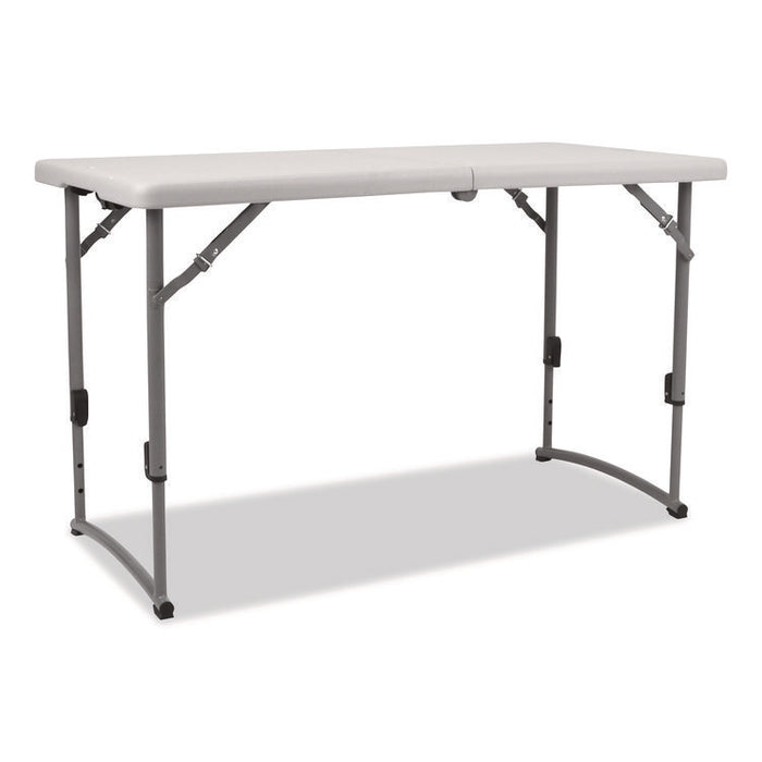 Plastic Fold-in-Half Adjustable Height Table, Rectangular, 24w x 48d x 22h to 35h, Speckled Gray Top, Gray Base/Legs