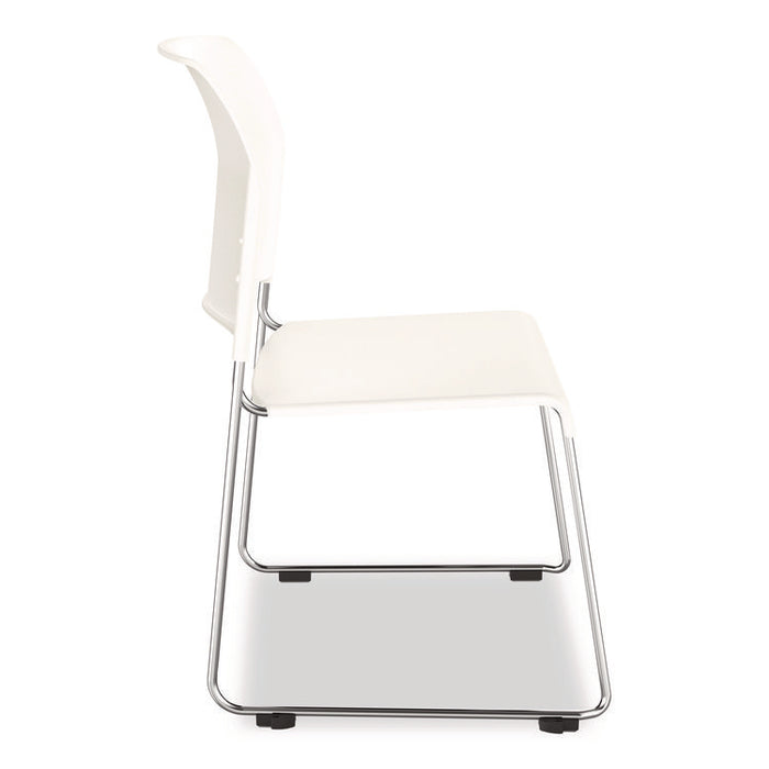8800 Series Cafetorium Plastic Stack Chair, Supports Up to 500 lb, 18" Seat Height, White Seat/Back, Chrome Base, 4/Carton