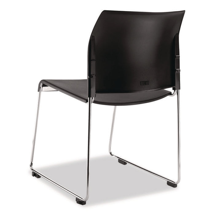 8800 Series Cafetorium Plastic Stack Chair, Supports Up to 500 lb, 18" Seat Height, Black Seat/Back, Chrome Base, 4/Carton
