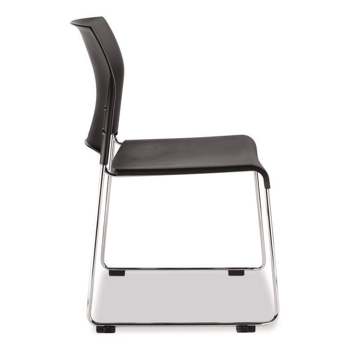 8800 Series Cafetorium Plastic Stack Chair, Supports Up to 500 lb, 18" Seat Height, Black Seat/Back, Chrome Base, 4/Carton