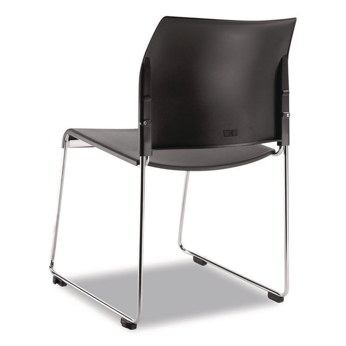 8800 Series Cafetorium Plastic Stack Chair, Supports Up to 500 lb, 18" Seat Height, Charcoal Seat/Back, Chrome Base, 4/Carton