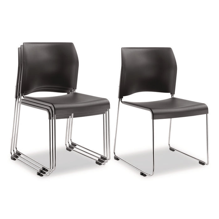 8800 Series Cafetorium Plastic Stack Chair, Supports Up to 500 lb, 18" Seat Height, Charcoal Seat/Back, Chrome Base, 4/Carton