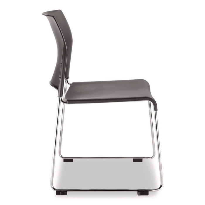 8800 Series Cafetorium Plastic Stack Chair, Supports Up to 500 lb, 18" Seat Height, Charcoal Seat/Back, Chrome Base, 4/Carton