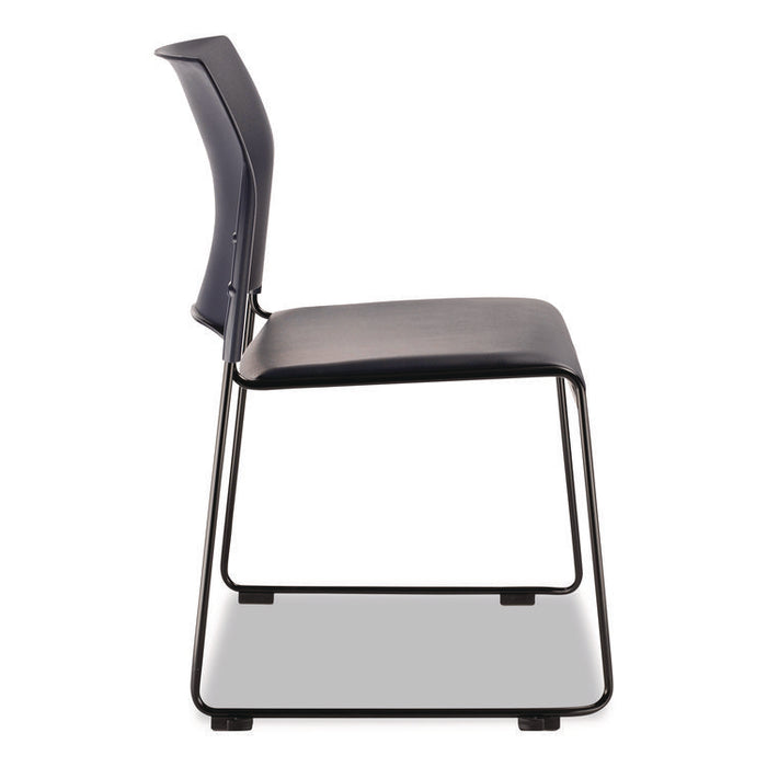 8700 Series Cafetorium Plush Vinyl Stack Chair, Supports Up to 500 lb, 18" Seat Height, Blue Seat/Back, Black Base, 4/Carton