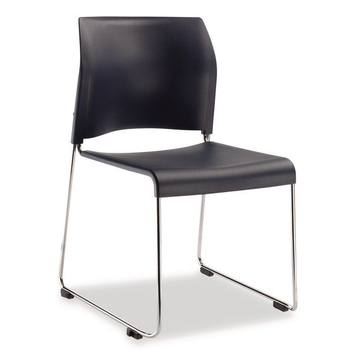 8800 Series Cafetorium Plastic Stack Chair, Supports Up to 500 lb, 18" Seat Height, Blue Seat/Back, Chrome Base, 4/Carton